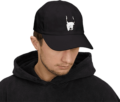 Get Raw Milk Aurochs White Embroidery Baseball Hat